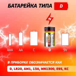 Батарейки Трофи LR20-2BL ENERGY POWER Alkaline