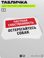 Табличка для частной территории "Частная собственность, остерегайтесь собак", на дом, для участка, организаций, предупреждающая, 40х30 см, Silver Plane x Айдентика Технолоджи