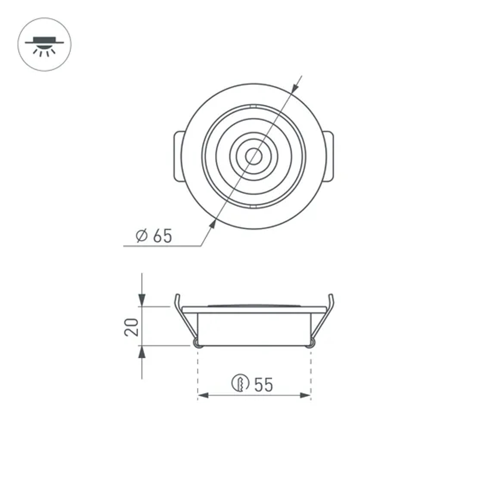 Светодиодный светильник LTM-R65WH 5W Day White 10deg (Arlight, IP40 Металл, 3 года) 020767