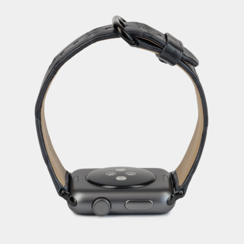 Ремешок для Apple Watch 40/41/42 mm из кожи крокодила, черного цвета