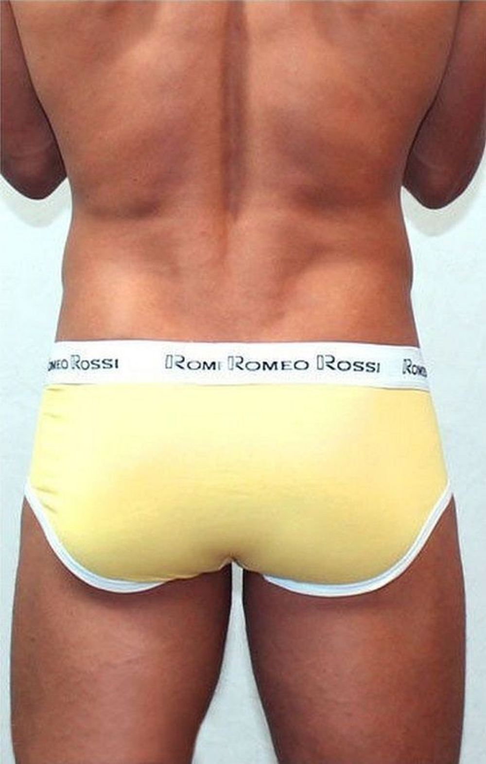 Мужские трусы-брифы с низкой посадкой и контрастной белой резинкой (Размер: 4X) (Цвет: желтый)