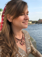 Колье из бисера ручной работы с камнем Турмалин