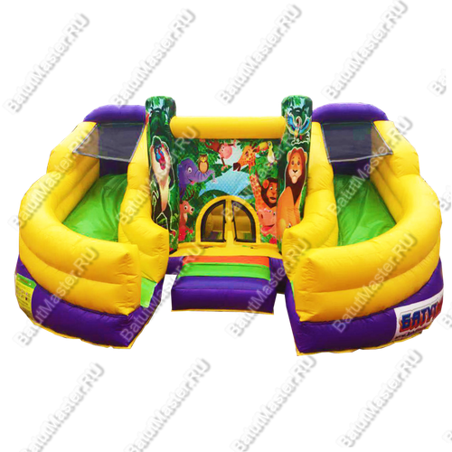 Коммерческий надувной батут "Двойная горочка" с закругленными скатами