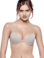 Бюстгальтер пуш-ап с градуированной чашкой из хлопковой ткани (Размер: 3B) (Цвет: серый меланж)