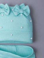 Шапка для девочки на осень с ушками и снуд