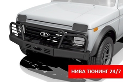 Силовой передний бампер Lada 4x4/Niva Lengend с площадкой для лебедки с защитными дугами