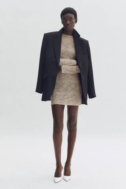 H&M - Stella McCartney Мини-платье с вышитым кружевом, бежевый