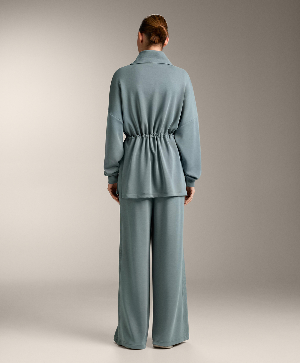 OYSHO Брюки прямого кроя с ребристой отделкой и модала, серо-синий