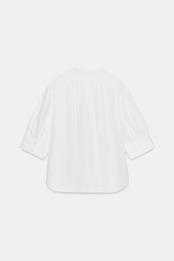 ZARA РУБАШКА С ОБЪЕМНЫМИ РУКАВАМИ ZW COLLECTION, БЕЛЫЙ