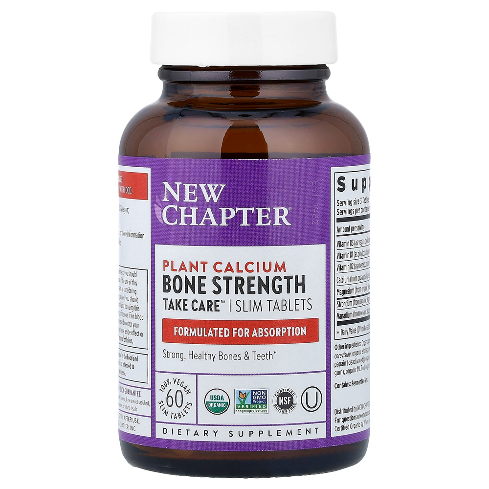 New Chapter, Plant Calcium, Bone Strength, Возьмите Care™, 60 тонких таблеток