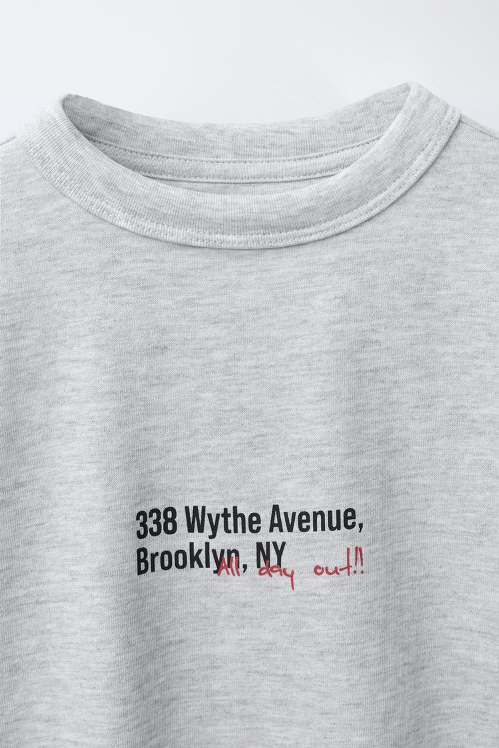 ZARA ФУТБОЛКА С НАДПИСЬЮ, СЕРЫЙ МЕЛАНЖ