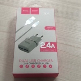 СЗУ USB Hoco C12 (12W, 2 порта, кабель Lightning) Белый