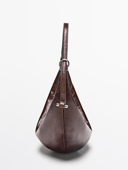 Massimo Dutti Мини-сумка из кожи наппа, коричневый