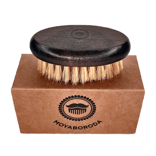Щетка для бороды и усов MOYABORODA "DARK WOOD SOFT" (Мягкая, щетина кабана)