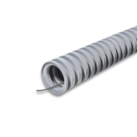 221 Труба гофрированная с зондом 20мм ИДЕАЛ серая 1м