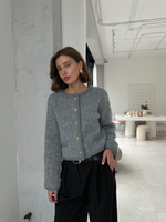 Кардиган с кантом серый