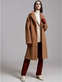 Шуба женская Чебурашка Тедди, коричневый, SilverFox