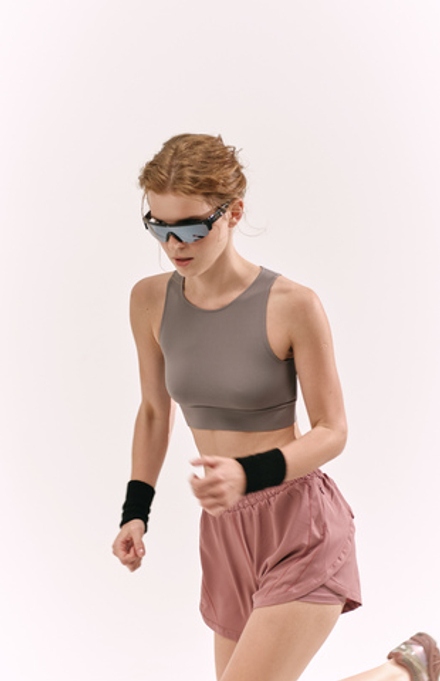 Кроп-топ Стиле без рукавов в мелкий рубчик