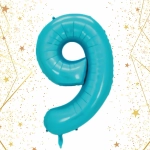 Шар фольгированный 32'/81см «Цифра «9» (голубой)