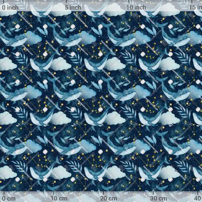 Киты в Небе Паттерн Космос Звезды  by LuiDesignStudio 968 DPI