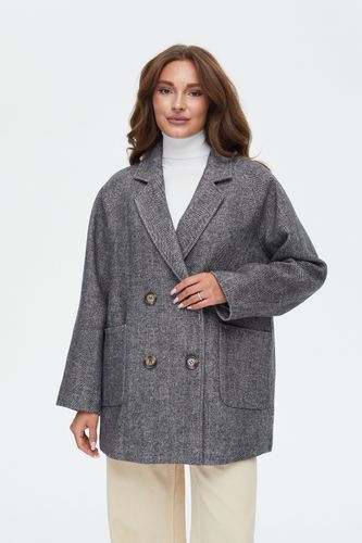 Двубортный темно-серый пиджак из шерсти