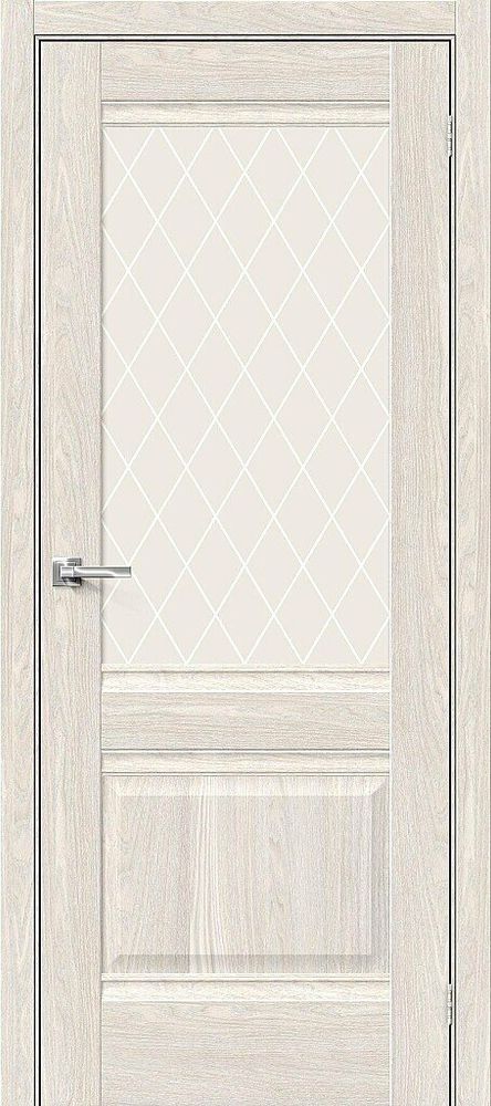 Дверь Прима-3 / Цвет Ash White / Стекло White Сrystal / Двери Браво