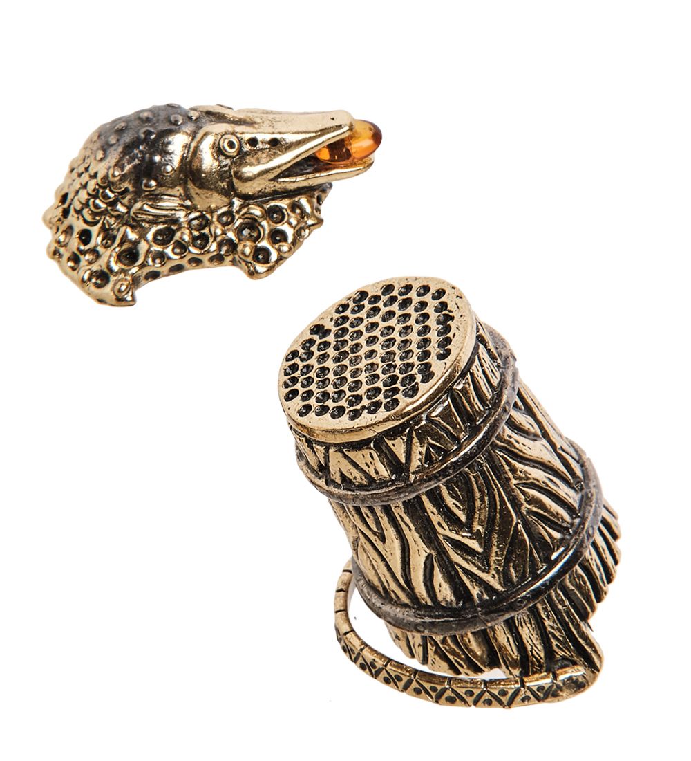 AM-1140 Наперсток «Щука в ведре» (латунь, янтарь)