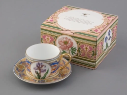 Подарочный набор чашка с блюдцем 250 мл, форма Соло, рисунок Нежный Ирис, арт. 81.32657.00.1