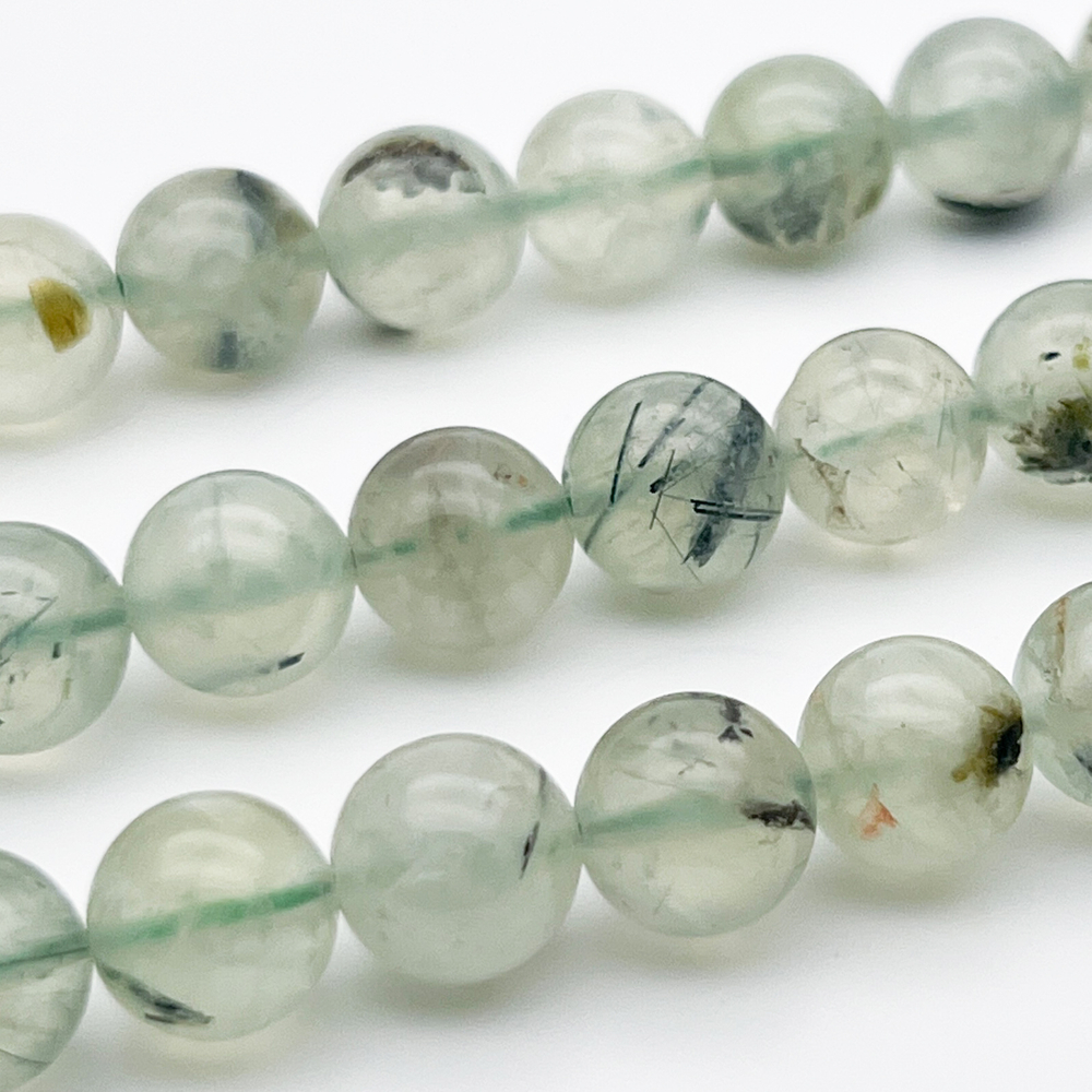 Пренит бусины, диаметр около 9,5-9,8 мм, цена за 10 шт (1/4 нити)