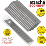 Лезвие сменное сегментированное Attache стальное 18 мм прямоугольное (10 штук в упаковке)