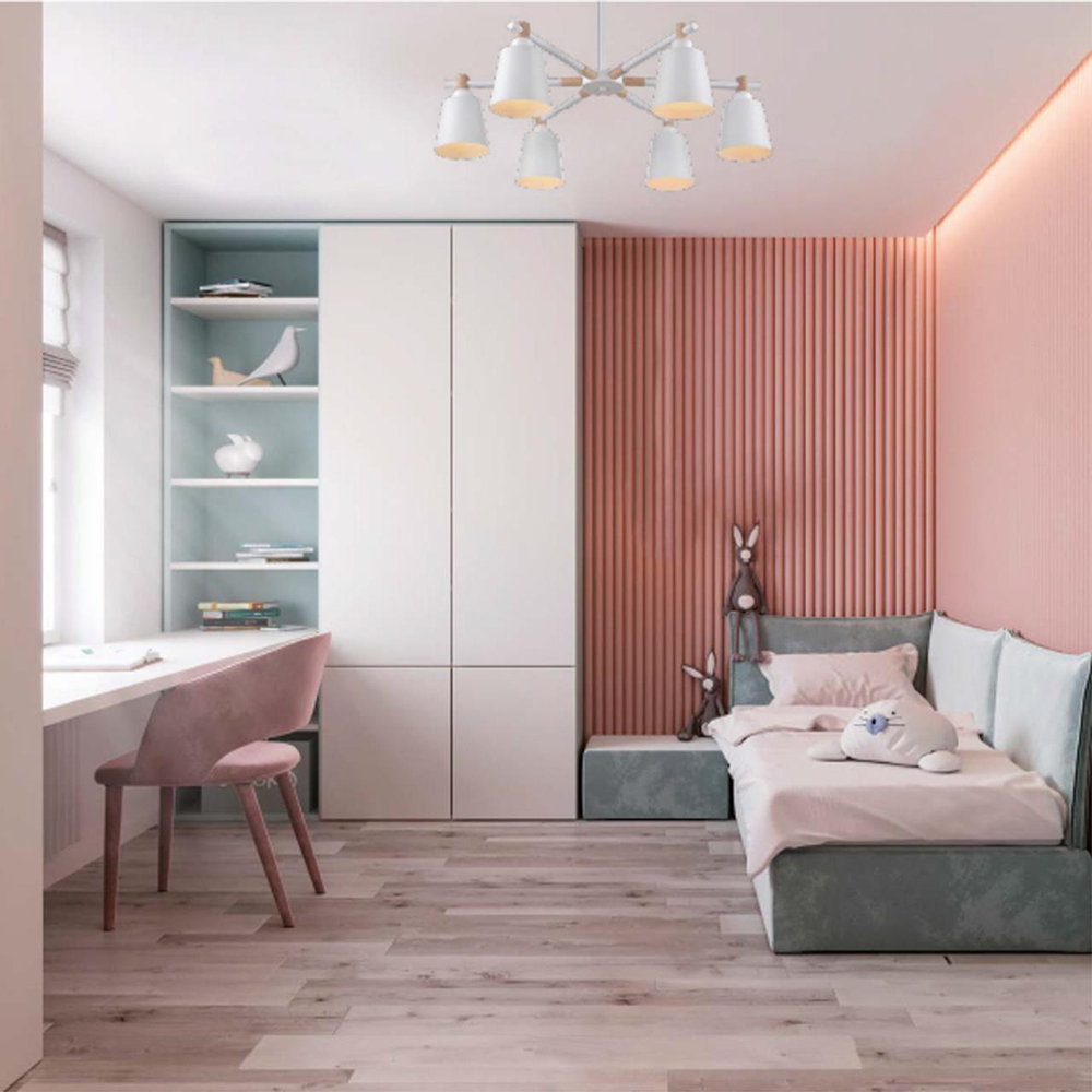 8097/6C MODERNI LN26 342 белый/белый металл, дерево/металл Люстра потолочная Е27 6*60W 220V ROSALINA