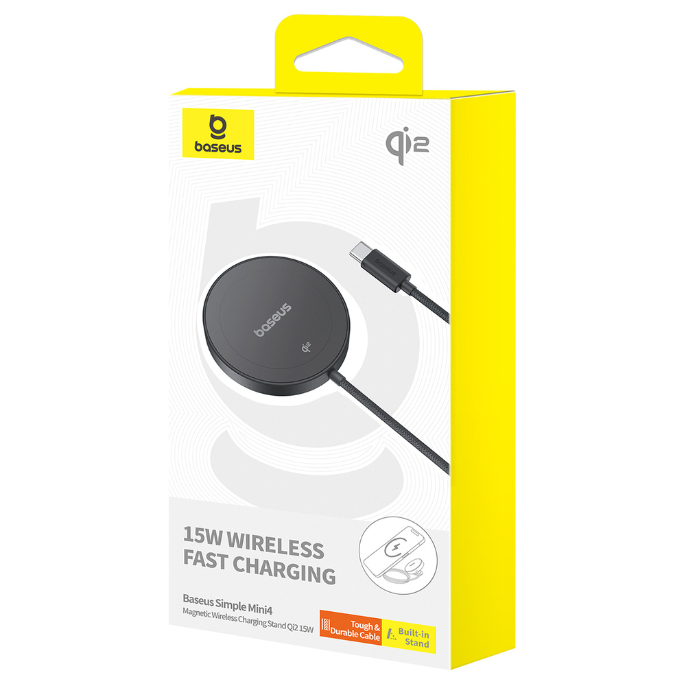 Беспроводная зарядка Baseus Simple Mini4 Magnetic Wireless Charging Stand Qi2 15W (MagSafe) - Cosmic Black