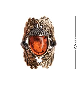 AM-2669 Кольцо «Желудь» (латунь, янтарь)