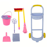 Игровой набор Золушка №4 (щетка, совок. выбивалка, ведро, швабра, тележка, салфетка) (Совтехcтром)