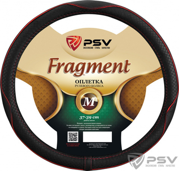 Оплетка руля M PSV Fragment экокожа черная с красной строчкой