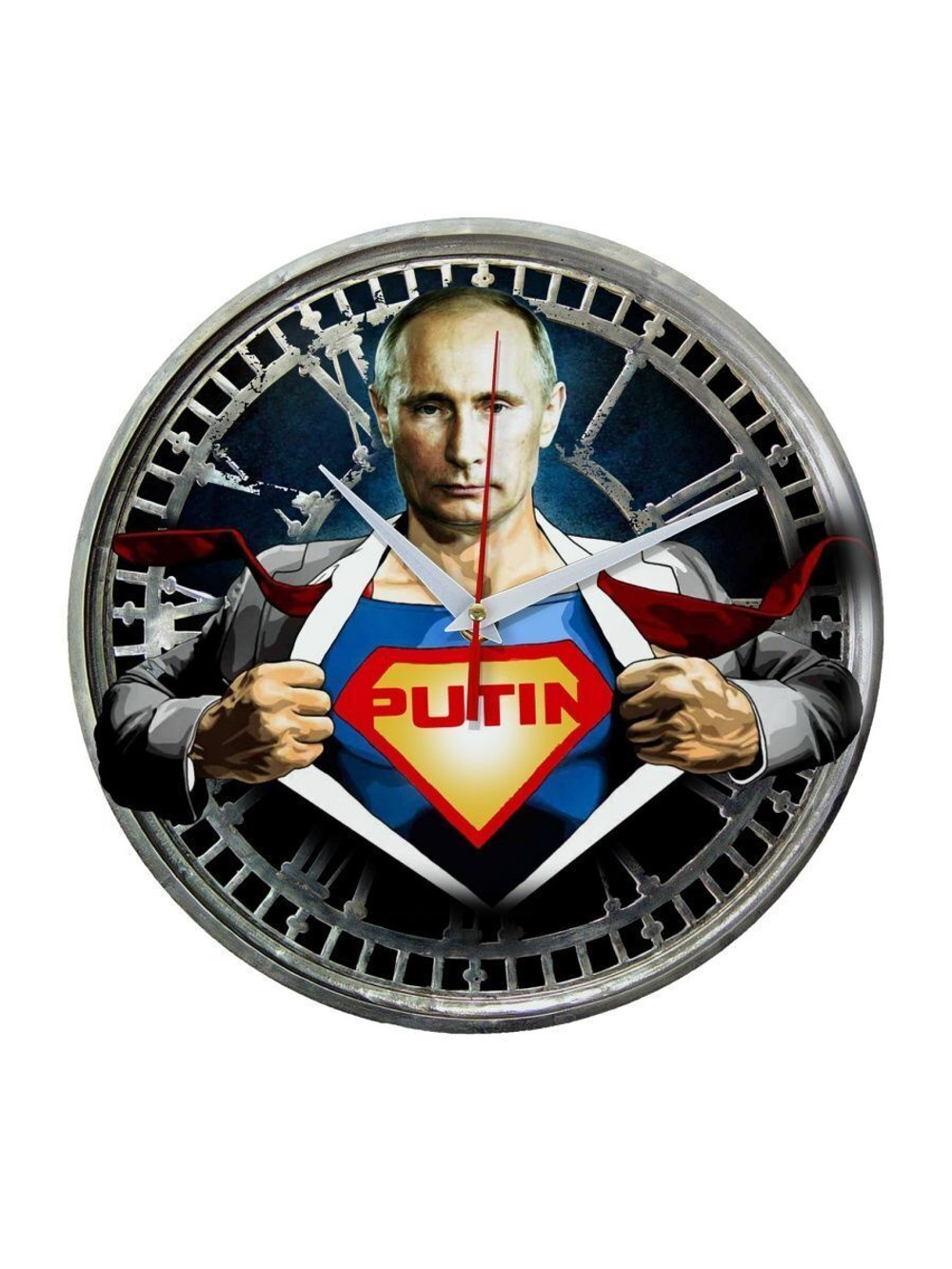Настенные часы для супергероев России "Путин Супермен" Декор для дома, подарок