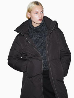 Massimo Dutti Пуховик из высокотехнологичной ткани, коричневый