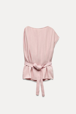 ZARA АСИММЕТРИЧНЫЙ ТОП, ПАСТЕЛЬНО-РОЗОВЫЙ