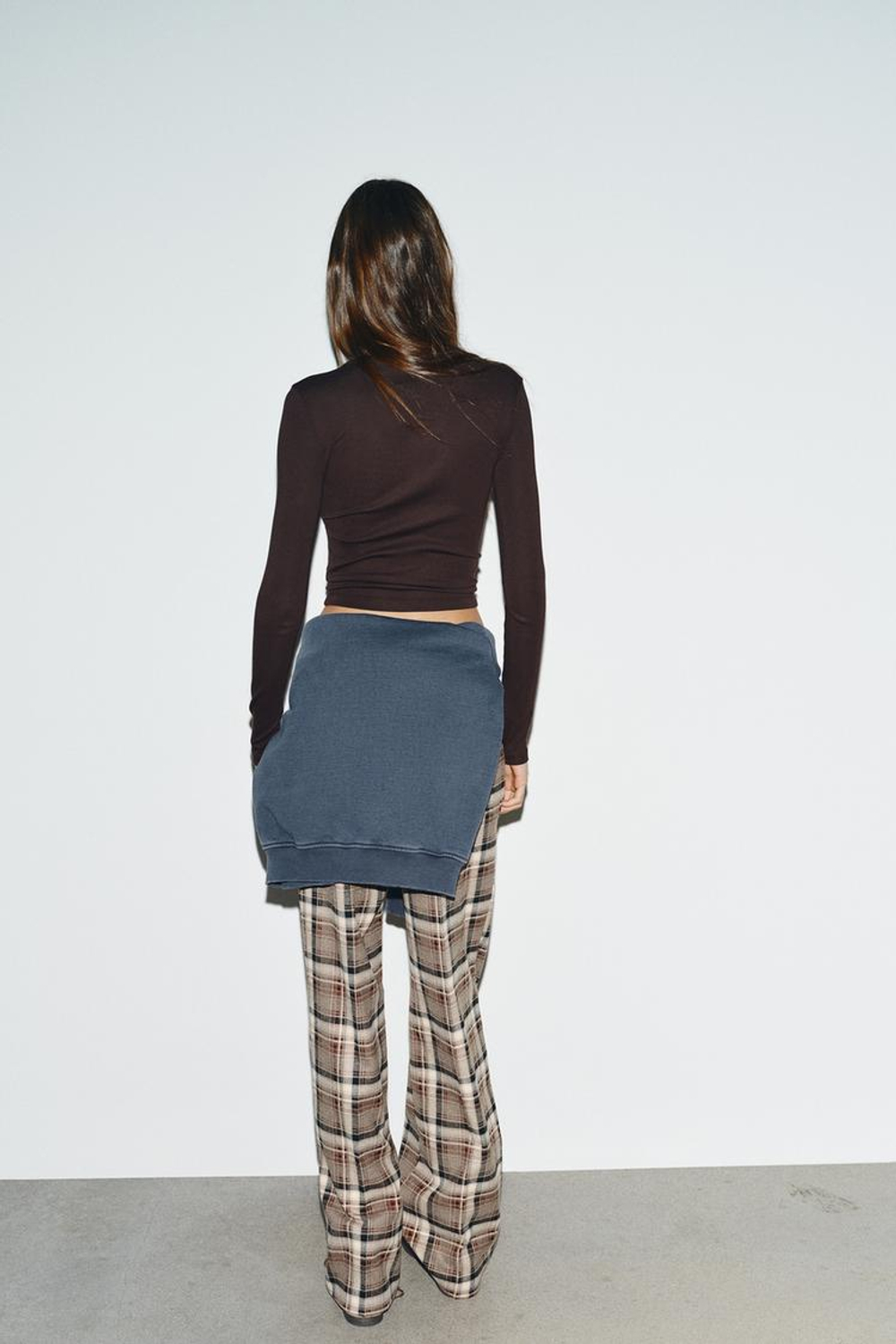 ZARA ФУТБОЛКА С ДЛИННЫМИ РУКАВАМИ, КОРИЧНЕВЫЙ