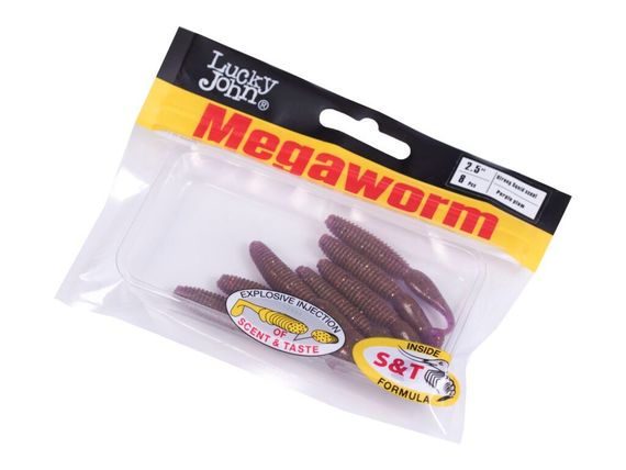 Виброхвосты съедобные LJ Pro Series MegaWorm 2,5in (6,35 см), цв. S13, 8 шт.