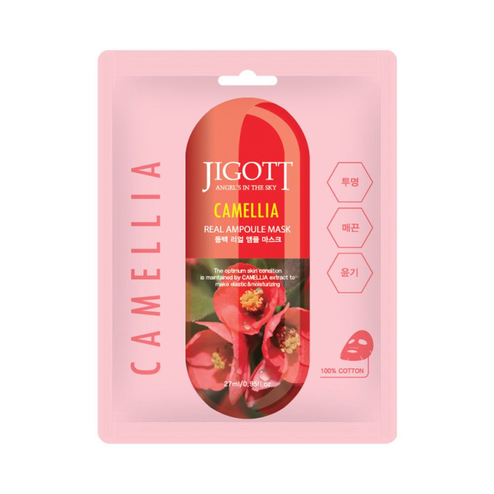 Маска для лица Jigott Camellia Real Ampoule Mask тканевая Камелия 27 мл