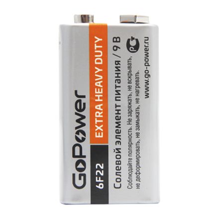 Батарейки GoPower 6F229V-S1 Shrink (1/10/200)