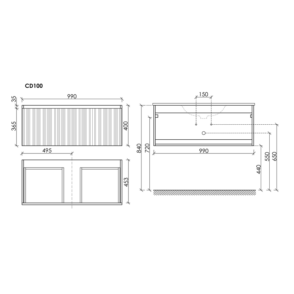 Тумба подвесная SANCOS Code 990х453х400, c одним  ящиком оснащенным доводчиками, цвет серо- бежевый , арт. CD100GB