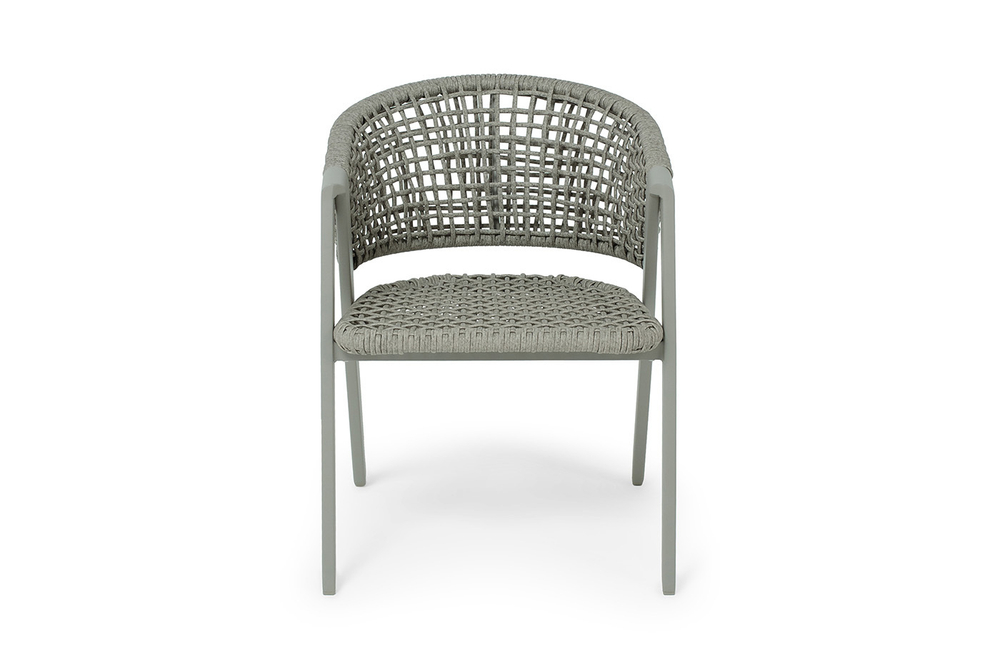 "Амстердам" стул плетеный из роупа, каркас алюминий, роуп серый круглый