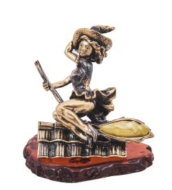 Народные промыслы AM-4179 Фигурка «Ведьмочка на крыше» (латунь, янтарь)