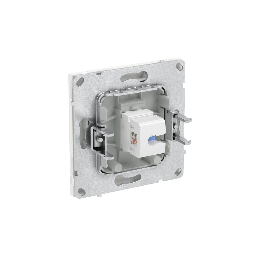 Компьютерная розетка RJ-45 без шторки, кат.6А одинарная,KANT, белая магнолия
