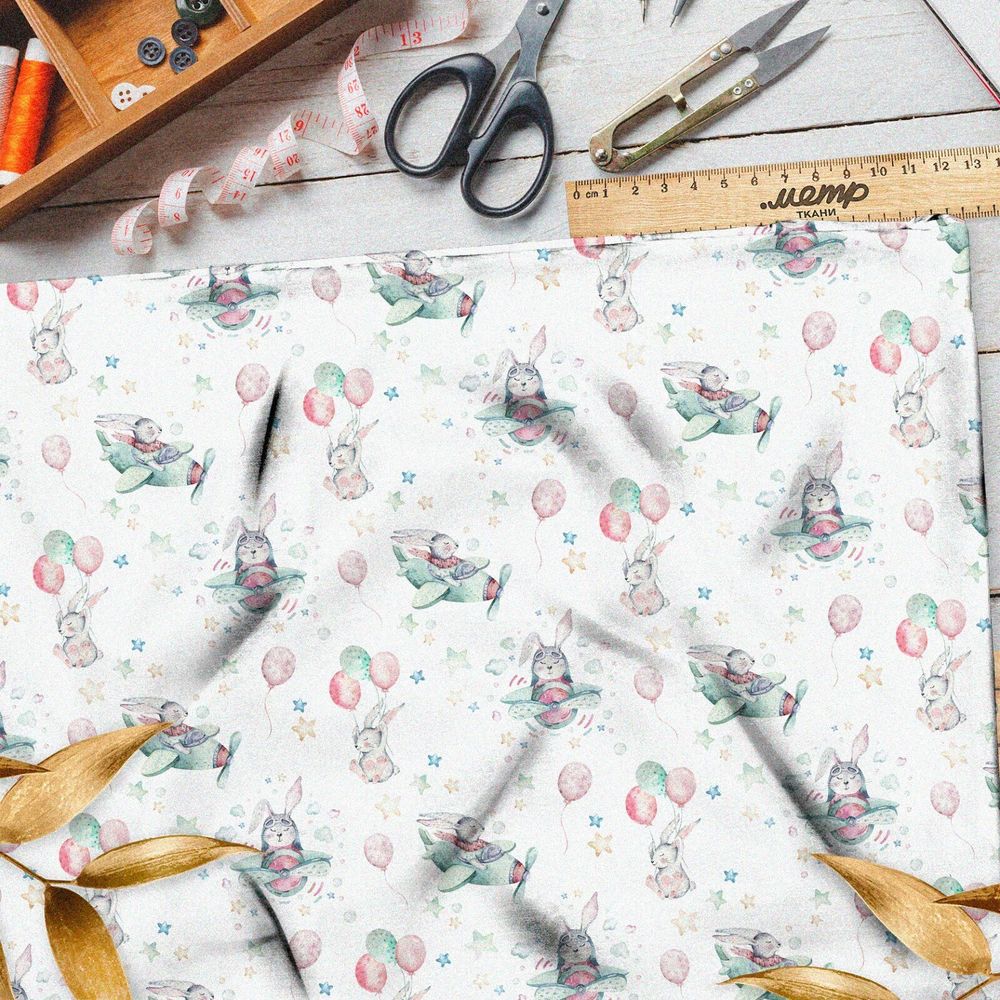 Ткань атлас детская авиация