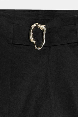 ZARA БРЮКИ BARREL С ПРЯЖКОЙ, ЧЕРНЫЙ