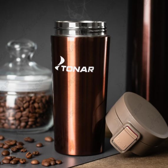 Термос-кружка (HS.TMК-02) 400ML кофейный TONAR