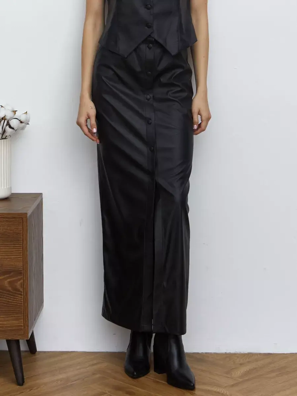 Юбка кожаная длинная